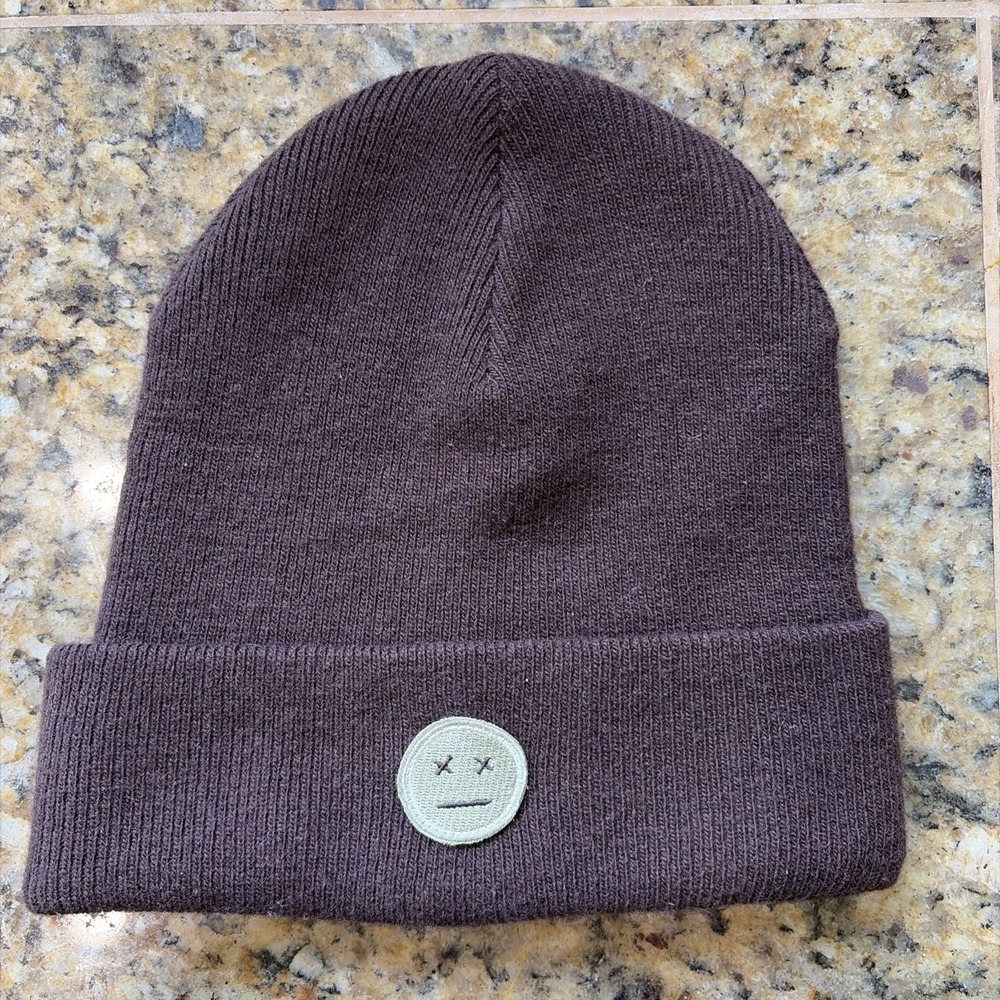 Rag & Bone Brown Sour Face Patch Wool Blend Knit Hat Beanie Unisex Adult O/S